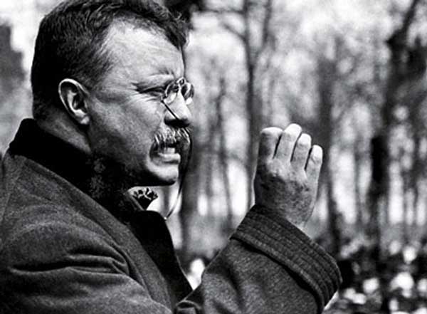 theodore roosevelt profile speaking black and white right hand gesture