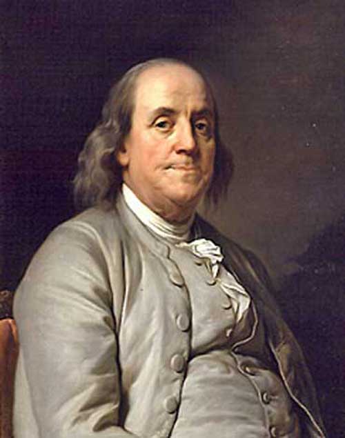 benjamin franklin color portrait dark background