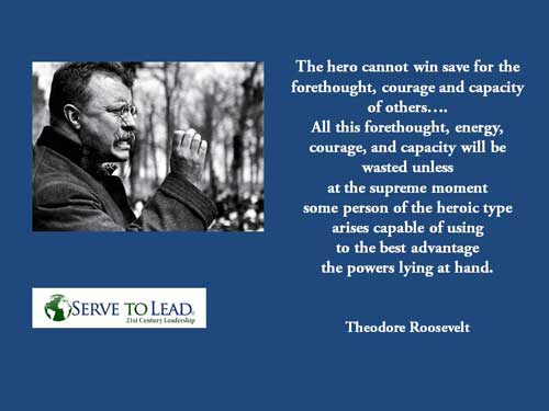 theodore roosevelt speaking black and white inset quotation hero requires forethought quotation from serve to lead