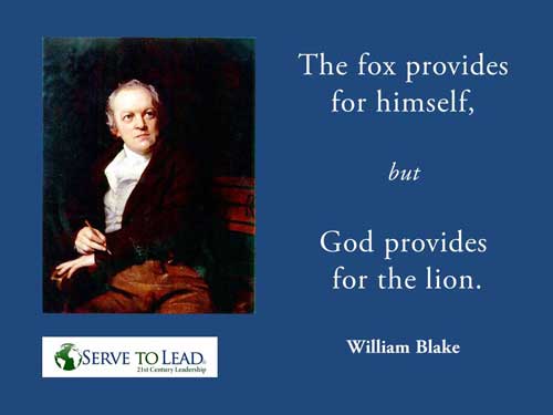 william blake color portrait inset god provides for the lion quote from serve to lead