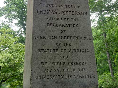 thomas jefferson gravesite tombstone color author declaration independence state of virginia founder university of virginia