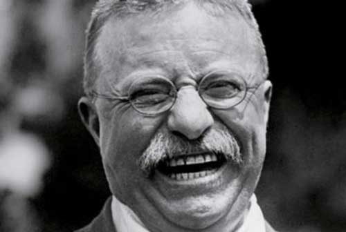 theodore roosevelt black and white ebullient smiling