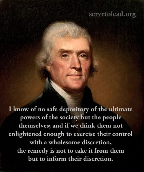 thomas jefferson painting color quote inform public discretion serve to lead quote